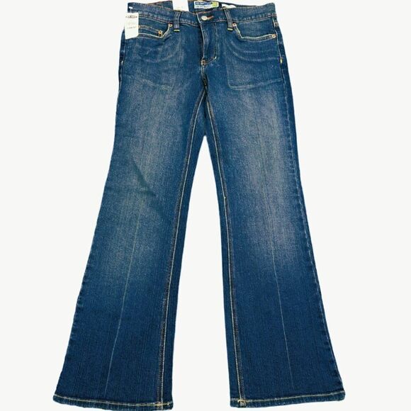 Old Navy Women's Blue Denim Low Waist Boot Cut Stretch Jeans 4 Short - Picture 2 of 8